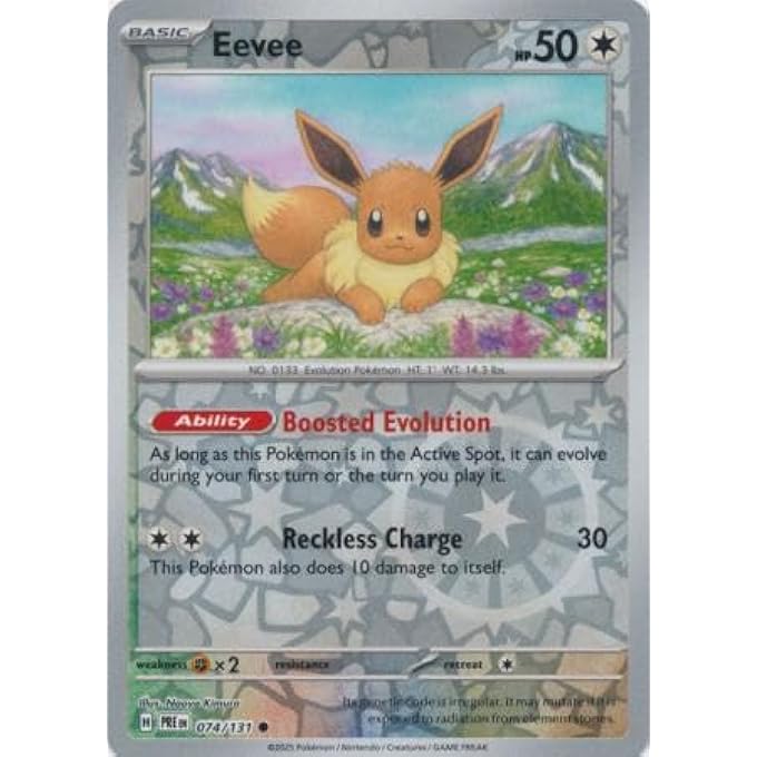 POKEMON - EEVEE 074/131 PRISMATIC EVOLUTIONS  REVERSE FOIL SINGLE CARD